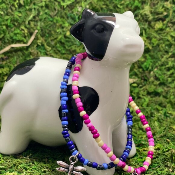 1 Pink Silver Heart Seed Bead Bracelet - Picture 3 of 3